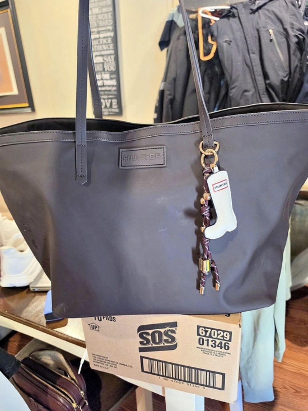 Hunter Key Item Nylon Tote Bag Black